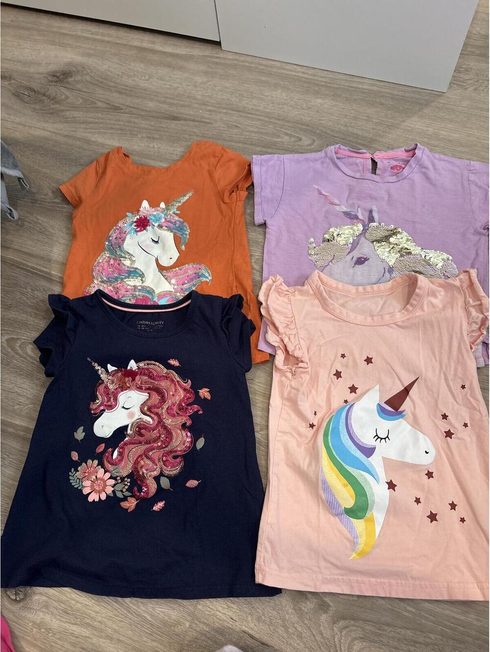 Set of 4 Girls' Unicorn Graphic T-Shirts 4T